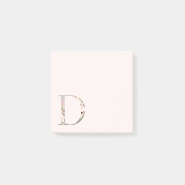 Post-it® Lettre florale "D" Monogramme Post-It Notes (Devant)