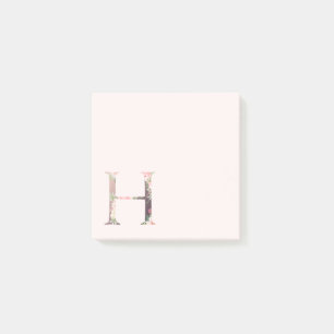 Post-it® LETTRE Florale "H" Notes du monogramme