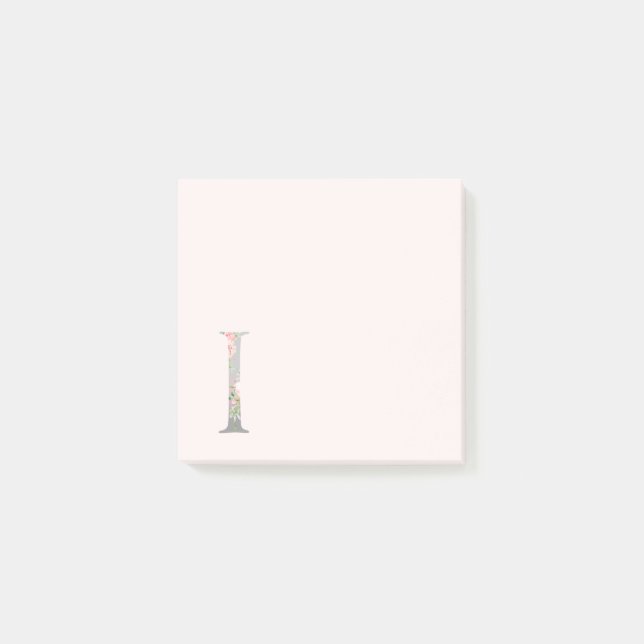 Post-it® LETTRE Florale "I" Notes du monogramme (Devant)