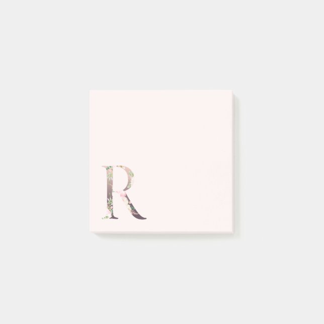 Post-it® LETTRE Florale "R" Notes du monogramme (Devant)