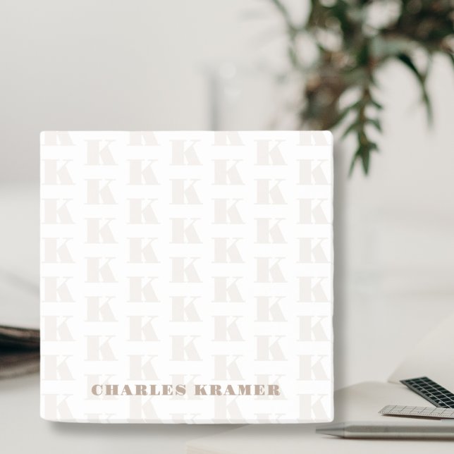 Post-it® LETTRE INITIALE Taupe blanc minima gras (Créateur téléchargé)