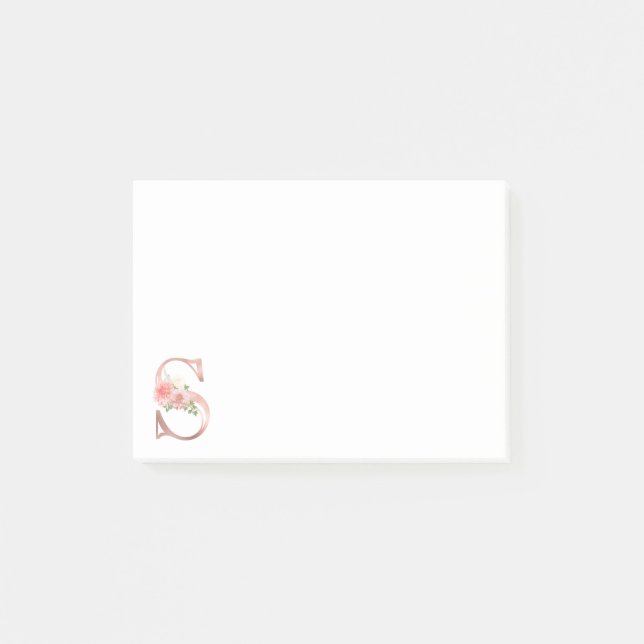 Post-it® LETTRE rose MONOGRAPHIQUE D'OR S FLORE (Devant)