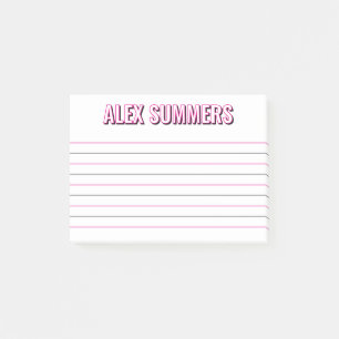 Post-it® Lettres de bloc d'ombre noire rose