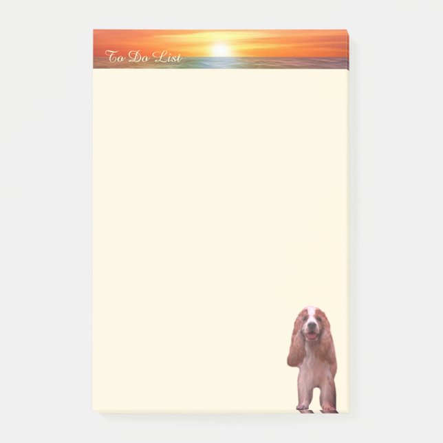 Post-it® Lever de soleil, calligraphie et chiot mignon sur  (Devant)