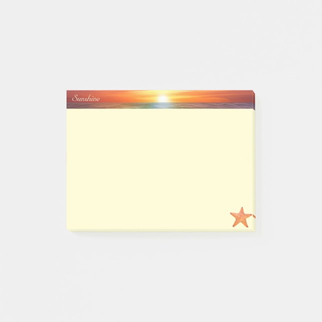 Post-it® Lever de soleil, calligraphie et étoile de mer sur (Devant)