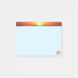 Post-it® Lever de soleil et étoile de mer sur fond bleu cla