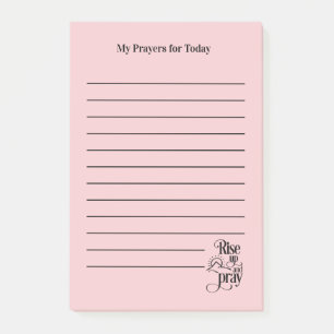 Post-it® Levez-vous et priez Liste de prière rose lignée