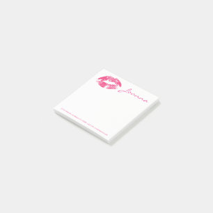 Post-it® Lèvres rose Fille Avec Monogramme
