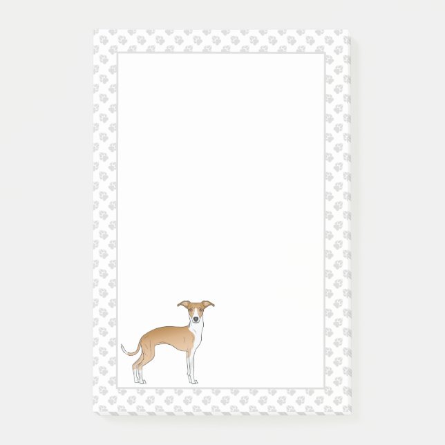 Post-it® Lévrier Italien Fauve Et Blanc Avec Des Pattes (Devant)