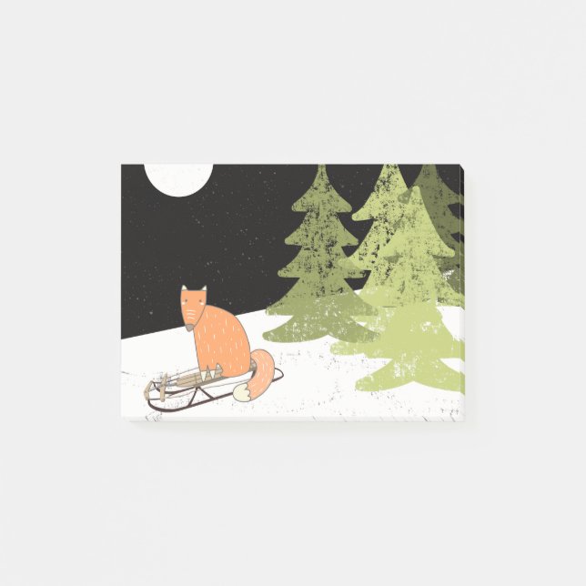 Post-it® L'hiver - Renard couché - Illustration (Devant)
