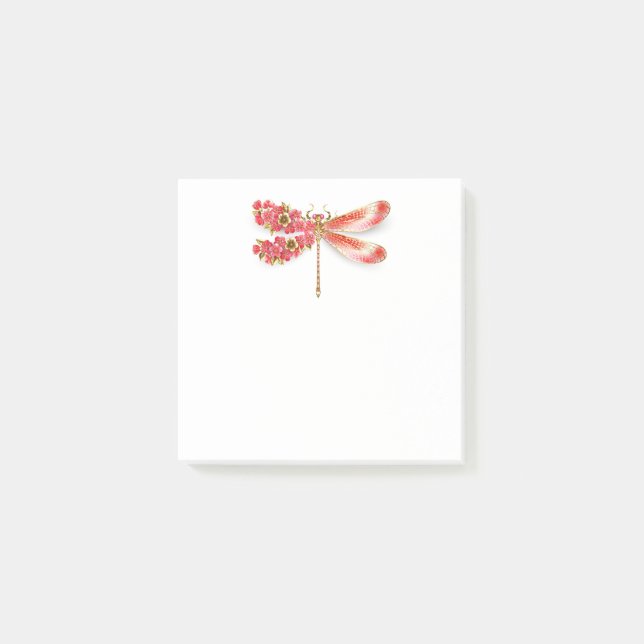 Post-it® libellule de fleurs avec sakura de bijoux (Devant)