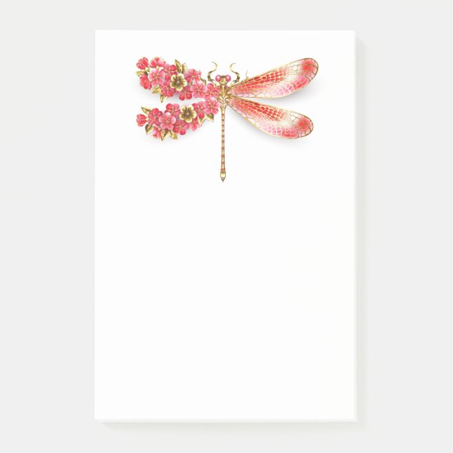 Post-it® libellule de fleurs avec sakura de bijoux (Devant)