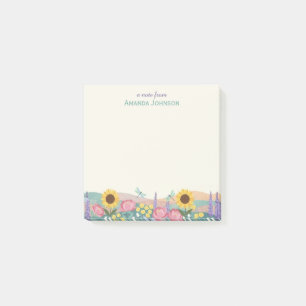 Post-it® Libellule Personnalisée Champ De Fleurs Nom Person