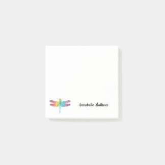 Post-it® Libellule personnalisée d'aquarelle d'arc-en-ciel