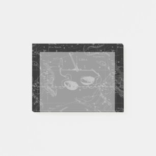 Post-it® Libra Constellation Hevelius 1690 Carte sur Noir