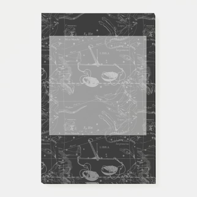 Post-it® Libra Constellation Hevelius 1690 Carte sur Noir (Devant)