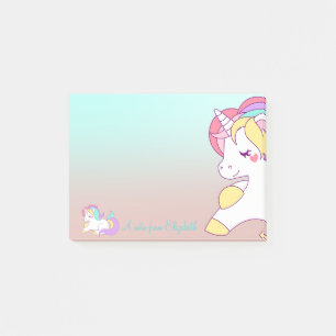 Post-it® Licorne arc-en-ciel adorable et mignonne, ombrée -