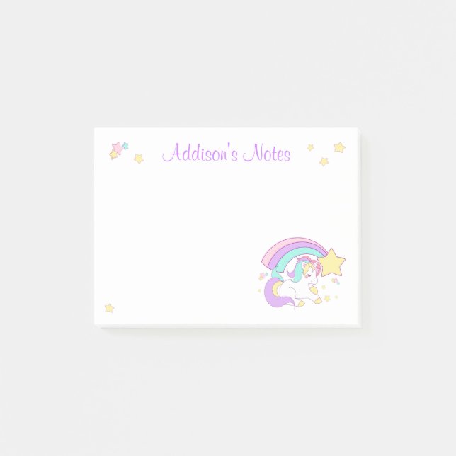 Post-it® Licorne Arc-en-Ciel Magique Personnalisée Mignonne (Devant)