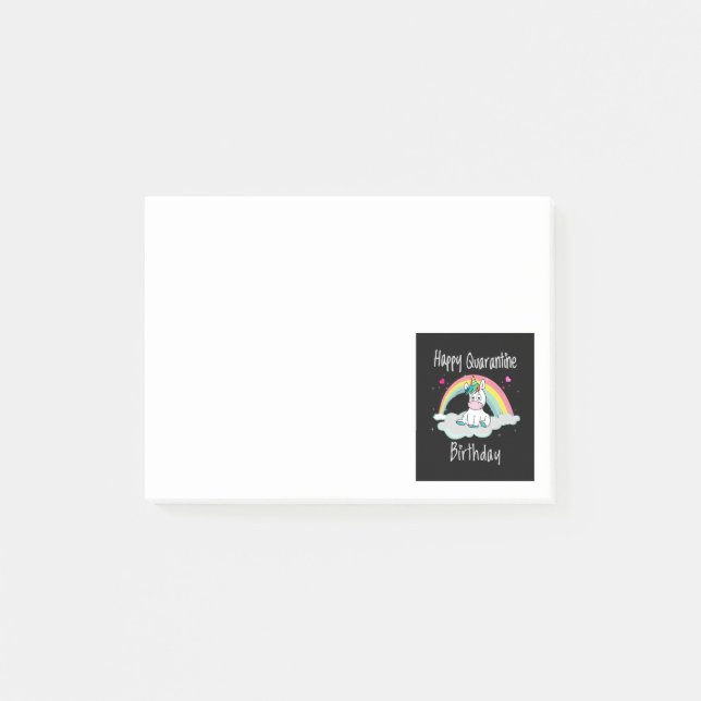 Post-it® Licorne d'anniversaire de quarantaine arc-en-ciel (Devant)