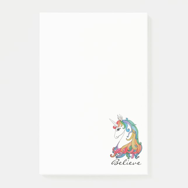 Post-it® Licorne mignonne d'arc-en-ciel d'aquarelle (Devant)