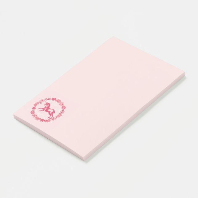 Post-it® Licorne rose et fleurs (Incliné)