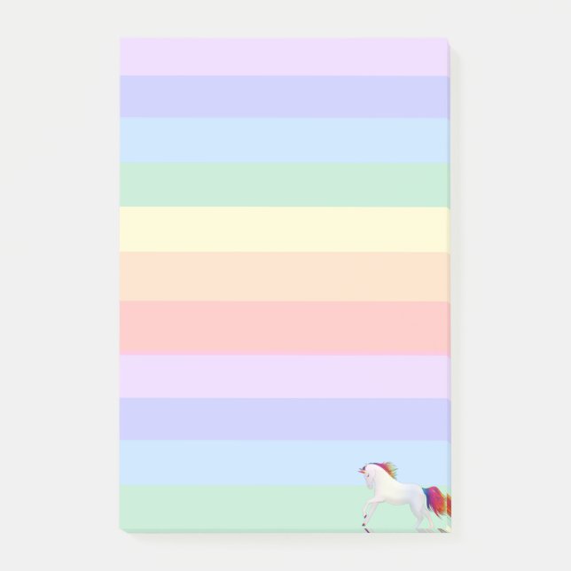 Post-it® Licorne sur rayures arc-en-ciel pastel (Devant)