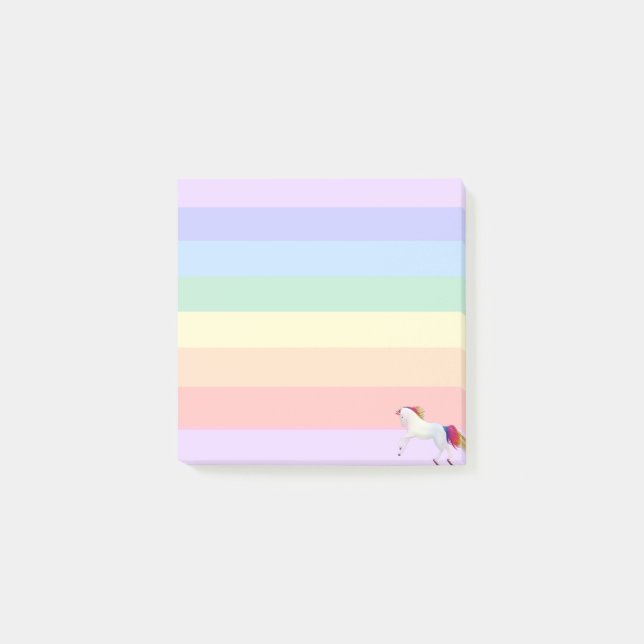 Post-it® Licorne sur rayures arc-en-ciel pastel (Devant)