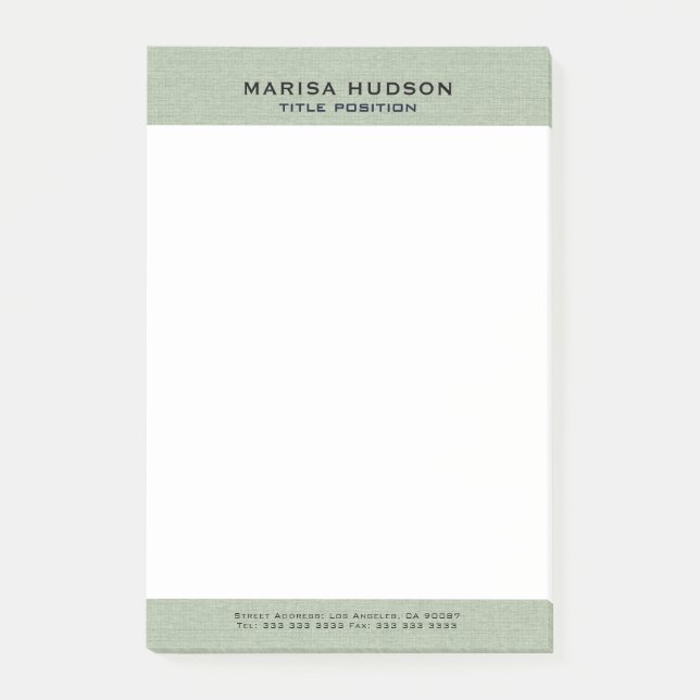 Post-it® Light green Linen Fabric Texture (Devant)