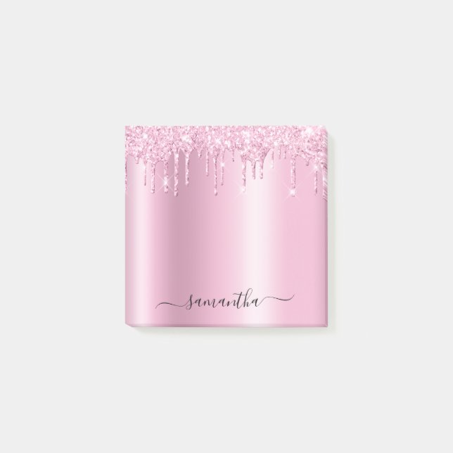 Post-it® Light Pink Glitter Drips Shimmer (Devant)