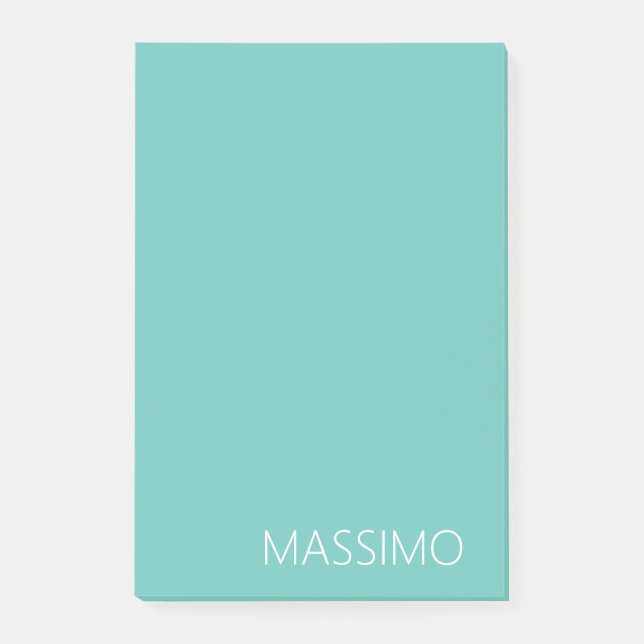 Post-it® Light Teal Trendy Modern Minimalist Chic Name (Devant)