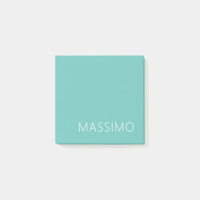 Post-it® Light Teal Trendy Modern Minimalist Chic Name (Devant)