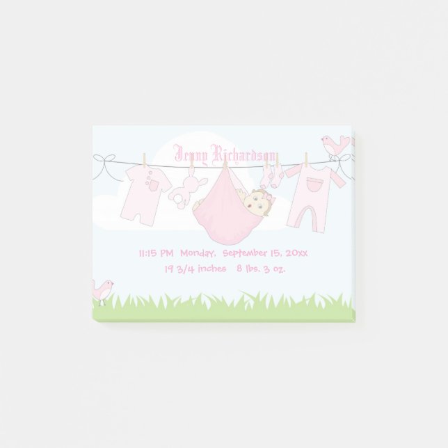 Post-it® Ligne de vêtements mignonette bébé fille (Devant)