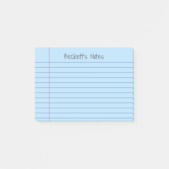 Post-it® Lignes de carnet bleu pâle Ajouter votre nom (Devant)