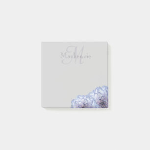 Post-it® Lilac Dahlia Floral Monogramme Nom personnalisé Gr