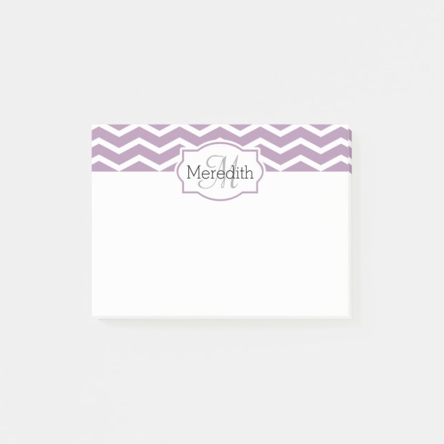 Post-it® Lilac Purple White Chevron Nom Monogramme (Devant)