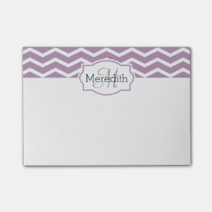 Post-it® Lilac Purple White Chevron Nom Monogramme