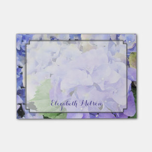 Post-it® Lilas d'aquarelle d'hortensia et coutume bleue