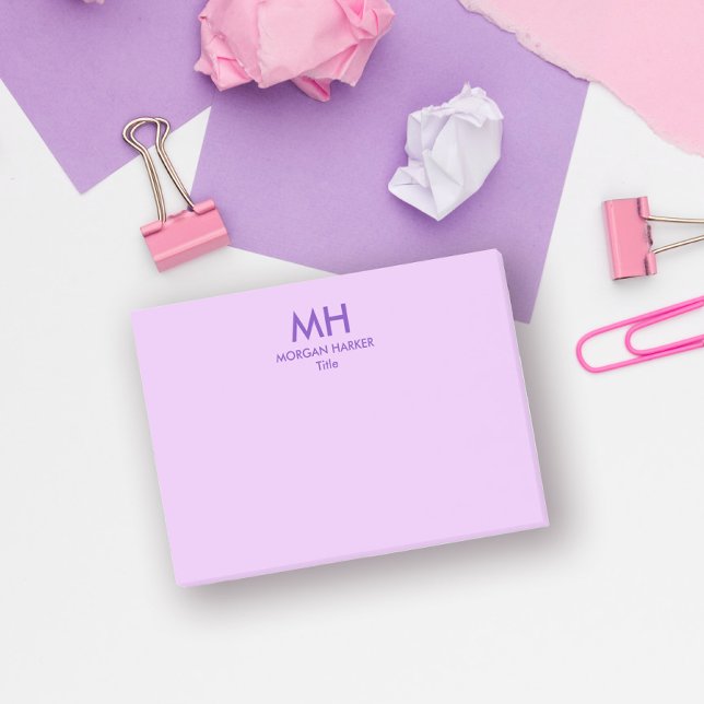 Post-it® Lilas Violet Minimal Propres Initiales (Créateur téléchargé)