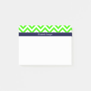 Post-it® Lime Green LG Chevron Navy Blue Nom Monogramme