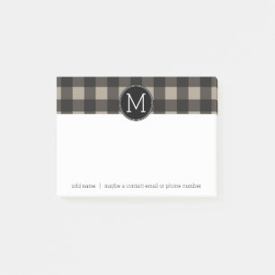 Post-it® Lin rustique Bison noir Plaid en vichy Monogramme
