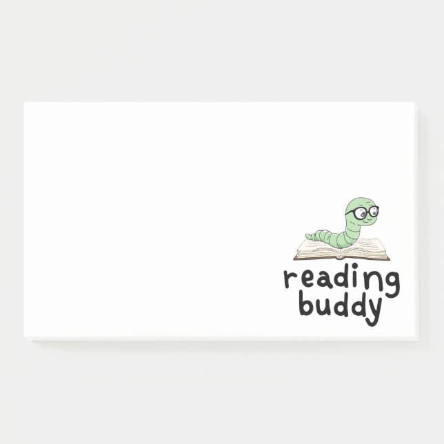 Post-it® Lire Buddy Cute Bookwort Avec Livre (Devant)