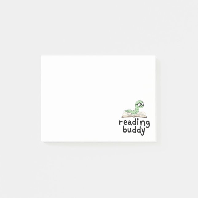 Post-it® Lire Buddy Cute Bookwort Avec Livre (Devant)