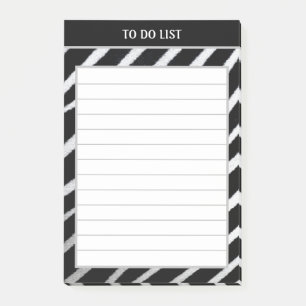 Post-it® Liste à faire rayée à motif zèbre noir et blanc
