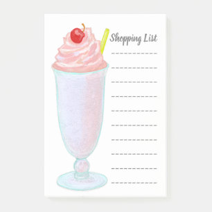 Post-it® Liste d'achats de milkshake de crème glacée de