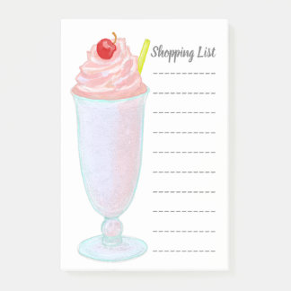 Post-it® Liste d'achats de milkshake de crème glacée de