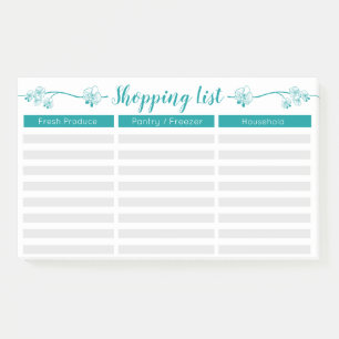 Post-it® Liste d'achats florale - titres rayés de coutume