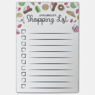 Post-it® Liste d'achats gribouillée de Checkbox de desserts