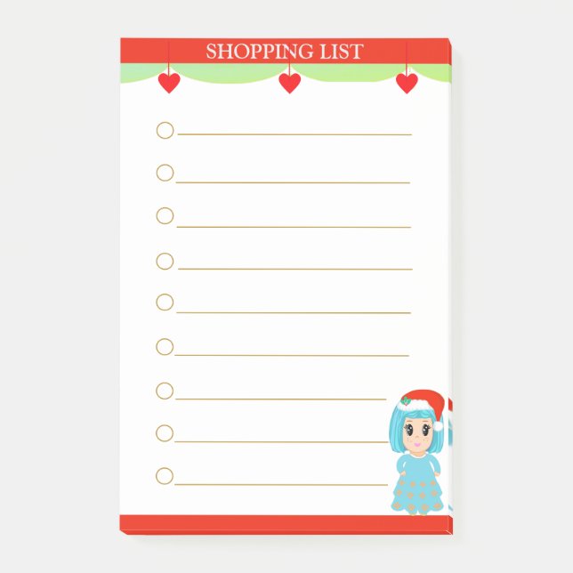 Post-it® Liste d'achats pour filles de Noël (Devant)