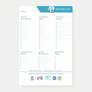Post-it® Liste d'aliments sans gluten Bloc-notes de liste