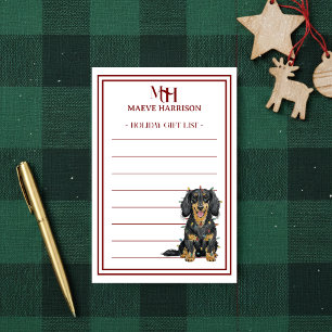 Post-it® Liste de cadeaux de vacances Monogram Dachshund pe